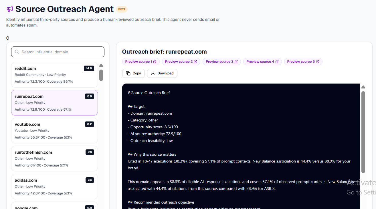 Source Outreach Agent screenshot 1